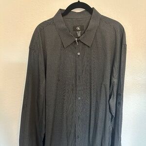 Calvin Klein Men's XXL Long Sleeve Button Up Shirt Grey Plaid